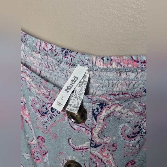 Mudd Boho Pastel Paisley Milkmaid Cottagecore Smocked Dress, Large - Picture 4 of 4